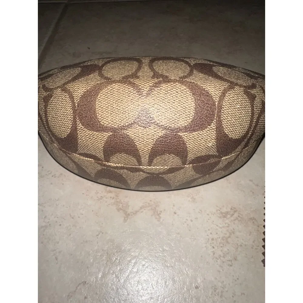 Coach Signature C Sunglasses Eyeglasses Hard Case Brown Tan + Cleaning Cloth